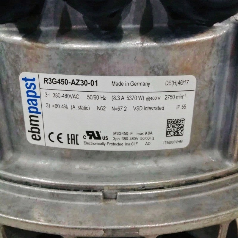 Ebmpapst R3G450-AZ30-01 EC Centrifugal Fan 400VAC 5.37kW