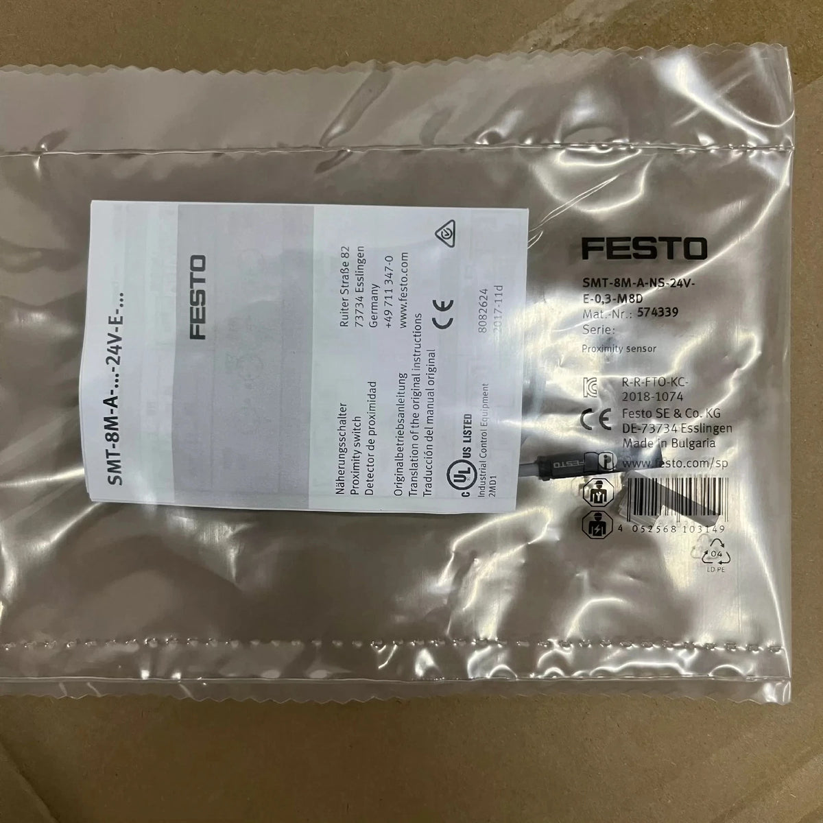 FESTO SMT-8M-A-NS-24V-E-0,3-M8D Proximity Sensor 24VDC NPN M8