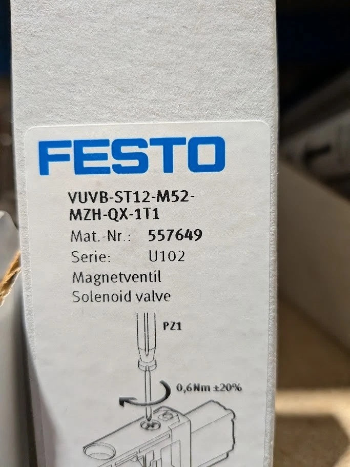 FESTO VUVB-ST12-M52-MZH-QX-1T1 Solenoid Valve 5/2-Way Pneumatic Valve 24V DC